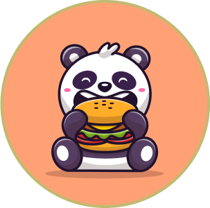 panda eating burger